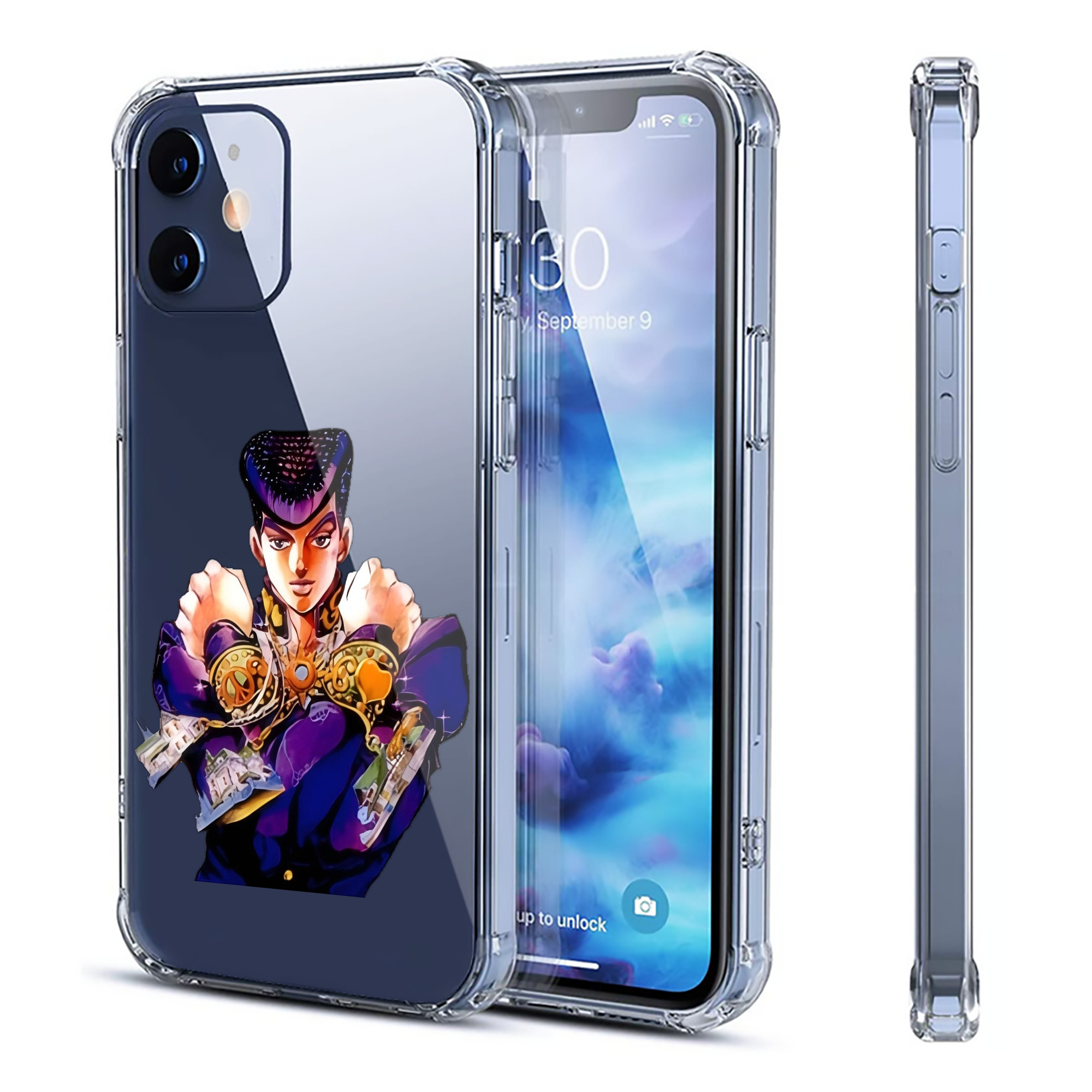（画像用） ジョジョの奇妙な冒険 ひがしかた じょうすけ JoJo's Bizarre Adventure Higashikata Josuke 【iPhone 12シリーズ対応】透明スマホケース（クリアソフトケース）